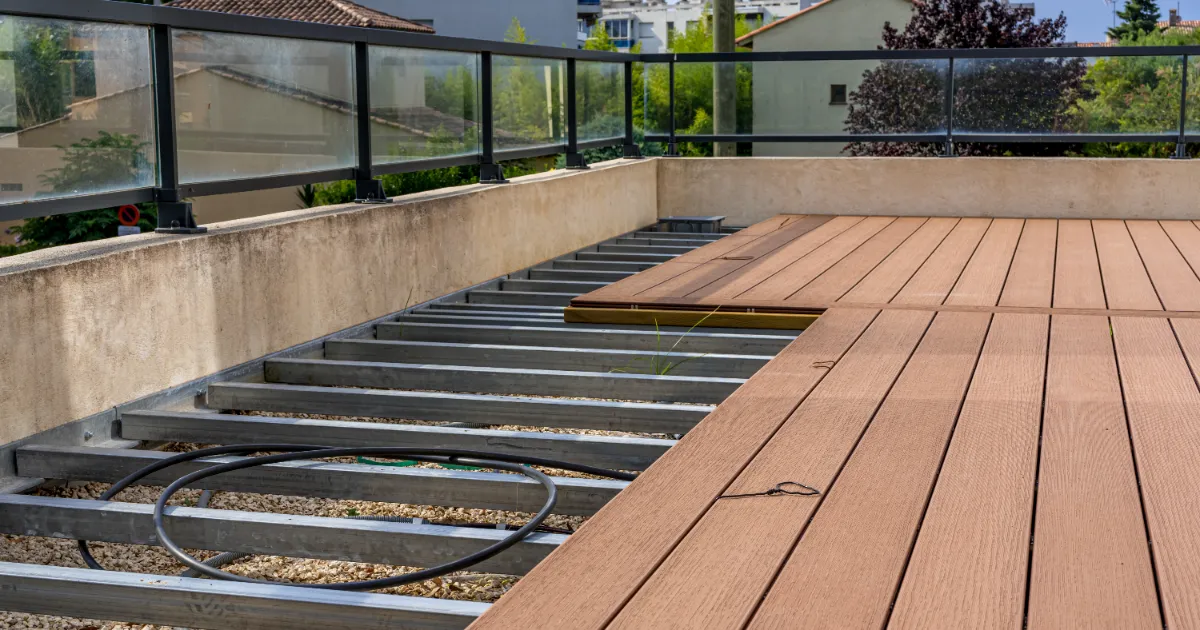 a trex composite deck build in progress