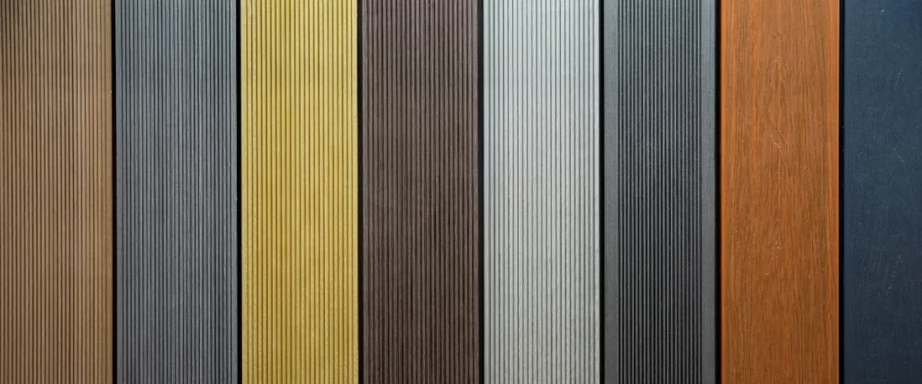 composite decking boards in various colors